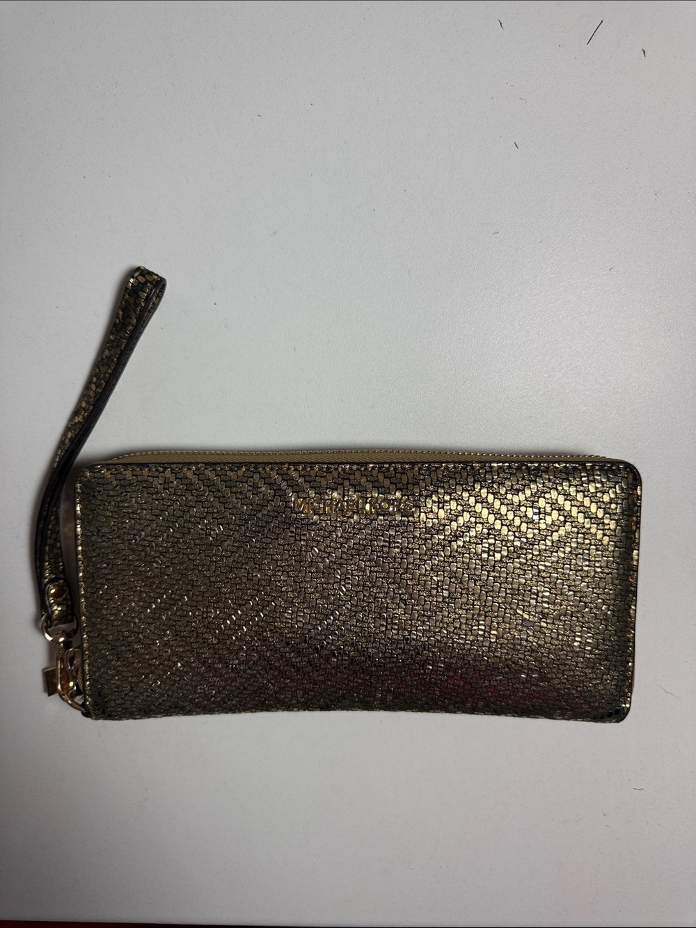 Michael Kors Gold Metallic Wristlet Clutch Wallet